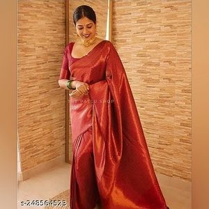 New pink Brocade Kanjivaram Semi Silk Saree For Woman Kanjivaram Saree Z…
